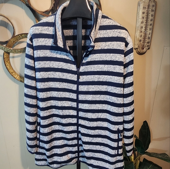 Ulla Popken Active Sport Striped Polyester Zip Jacket - Picture 1 of 13